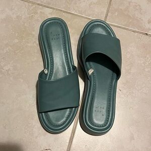 A New Day Green Platform Slide Sandals